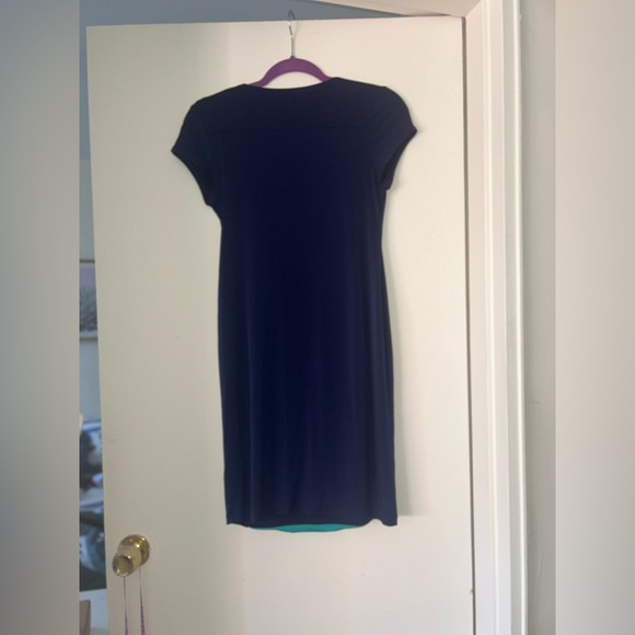Maternity Blue Ruched Sheath Mini Dress - Picture 5 of 6